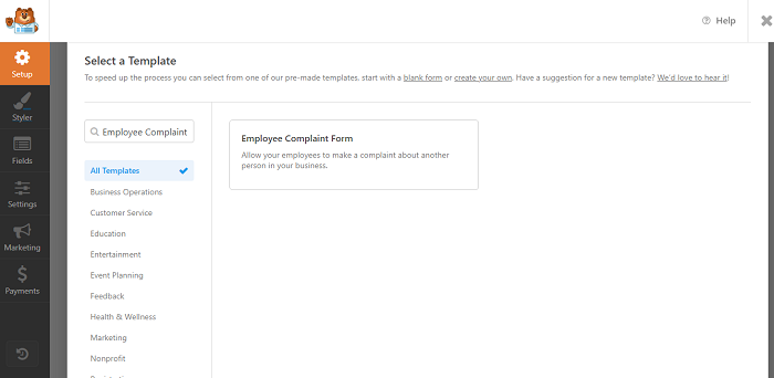 Create Employee Complaint Form