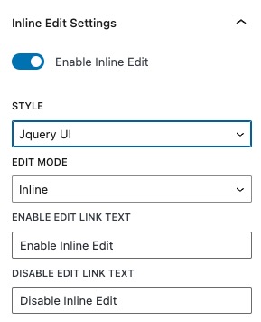 inline edit settings