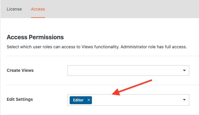 Access permissions for user roles who can edit the entries